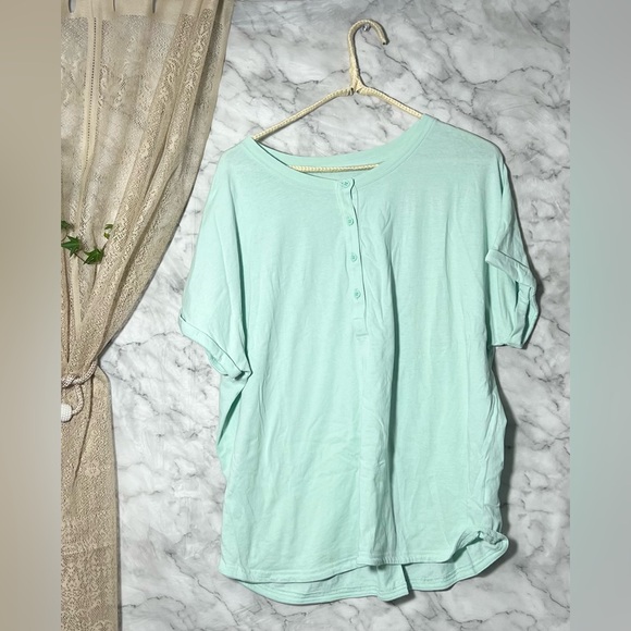 Duluth Trading Co Tops - 100% Cotton XL Relaxed Henley Tee Mint Green spring Easter Duluth Trading Co
